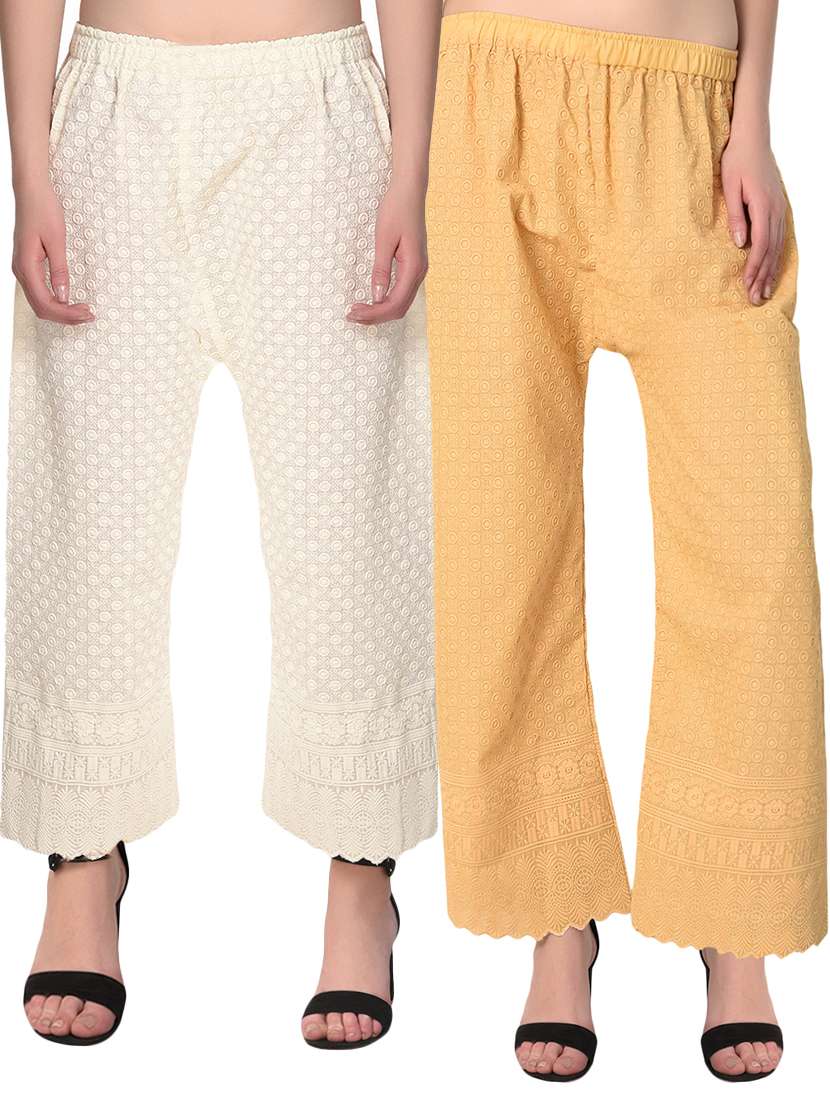yellow cotton combo palazzo - 15265274 - Zoom Image - 0