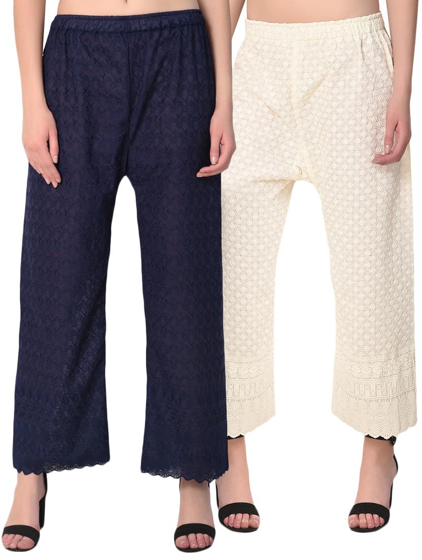 blue cotton combo palazzo - 15265286 - Zoom Image - 0