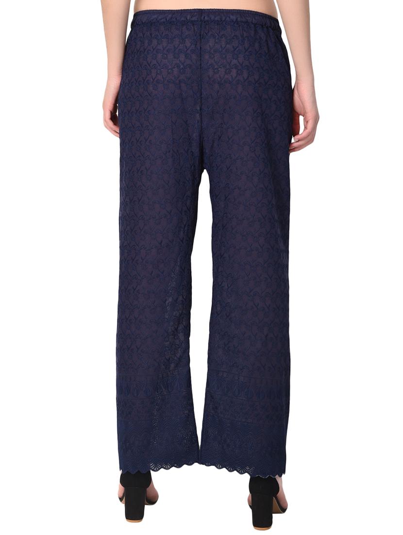 blue cotton combo palazzo - 15265286 - Standard Image - 3