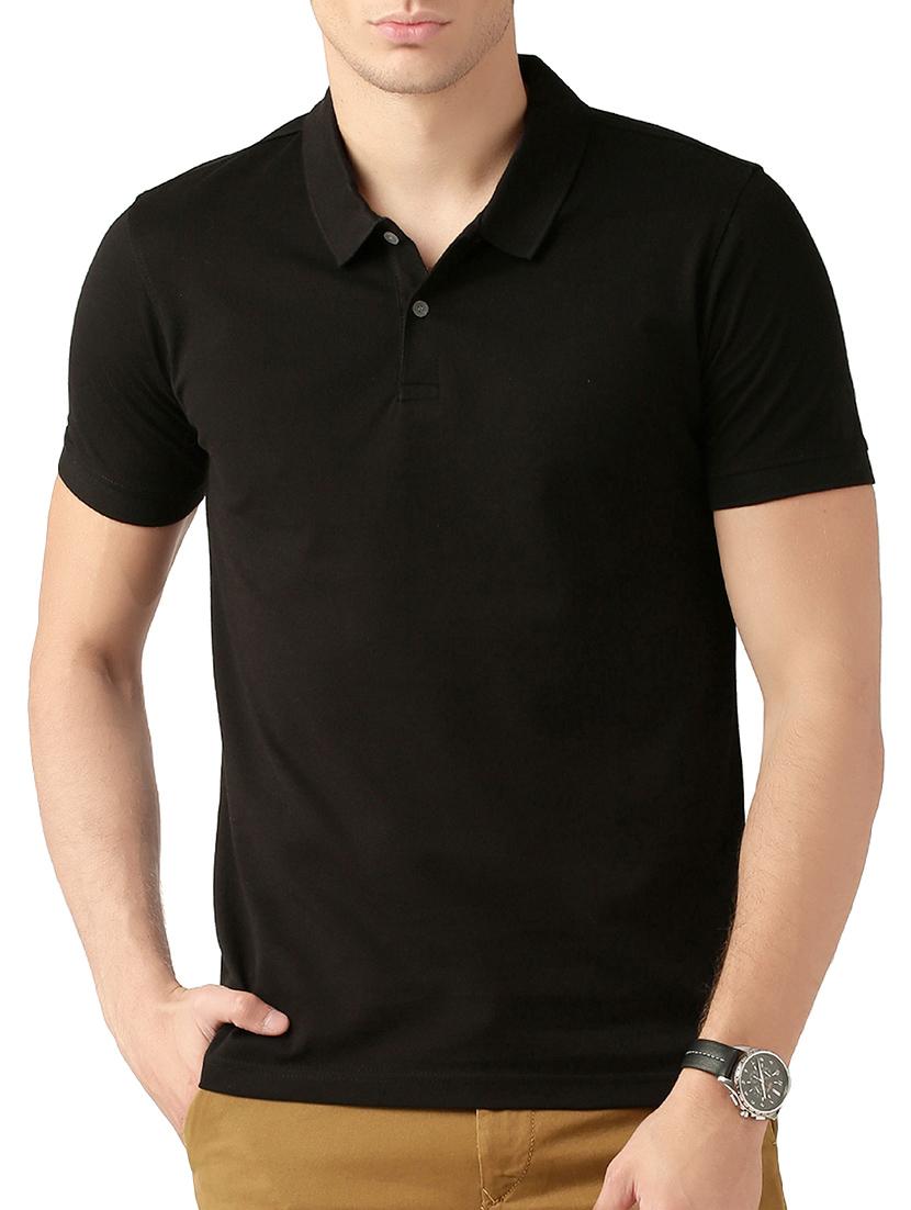 black solid polo t-shirt - 15266259 - Zoom Image - 0