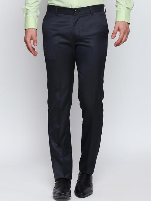 blue polyester blend flat front formal trouser - 15266709 -  Standard Image - 0
