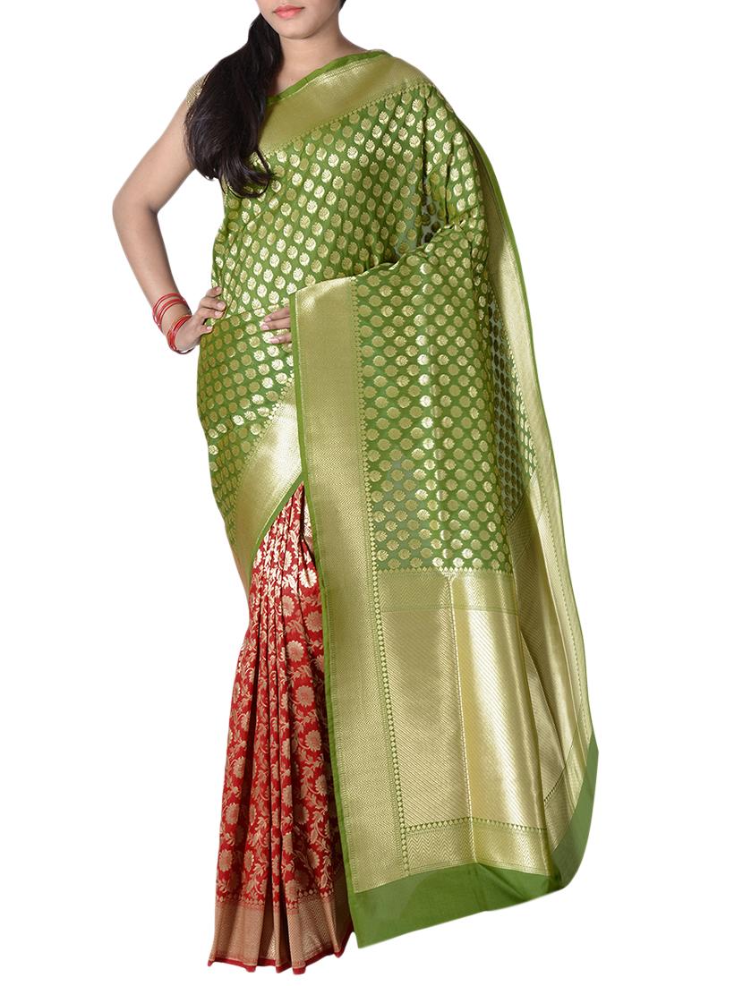 zari floral banarasi saree with blouse - 15270624 - Zoom Image - 0