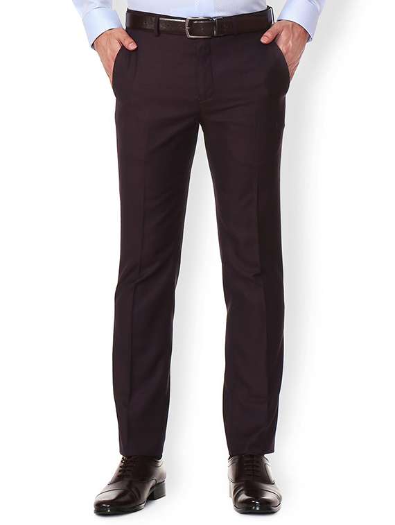 brown polyester blend flat front  formal trouser