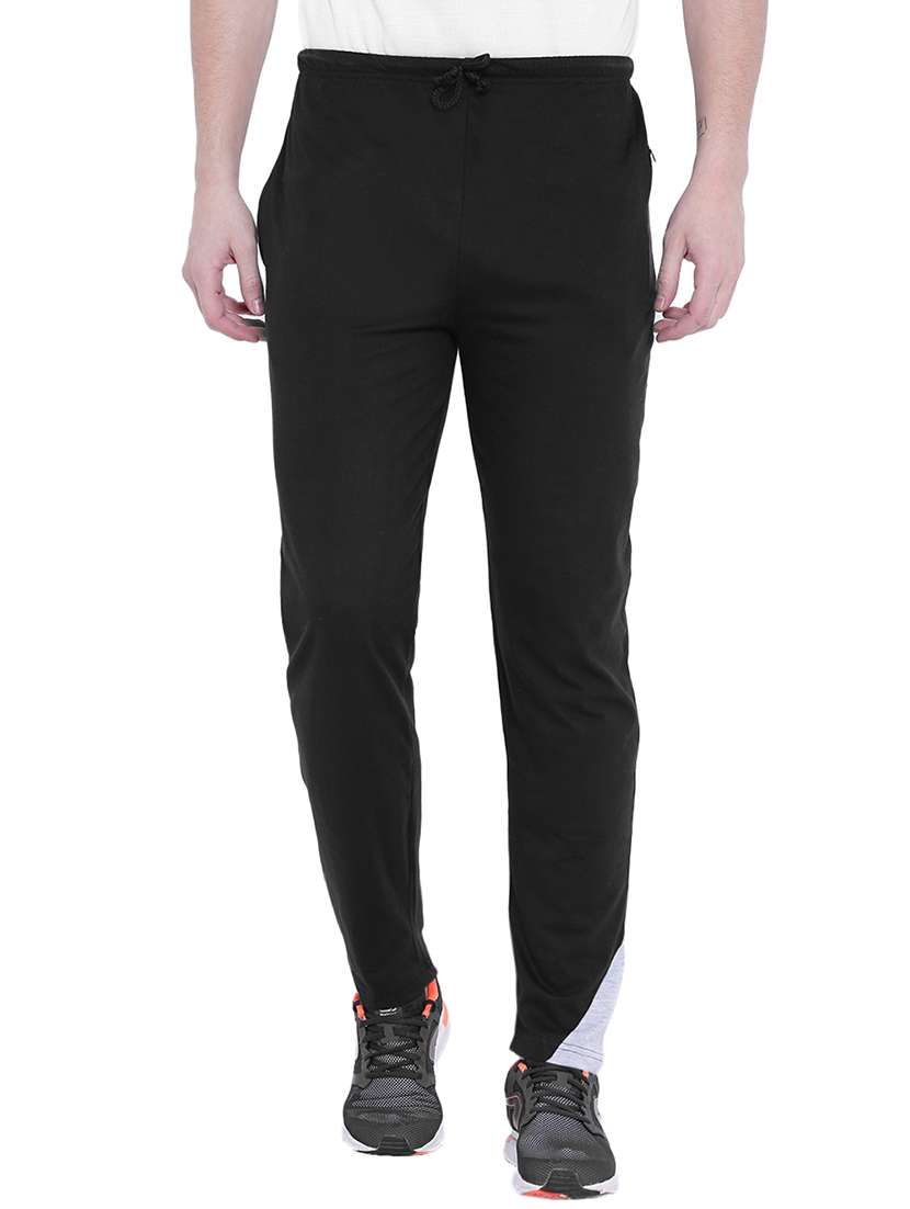 black cotton full length track pant