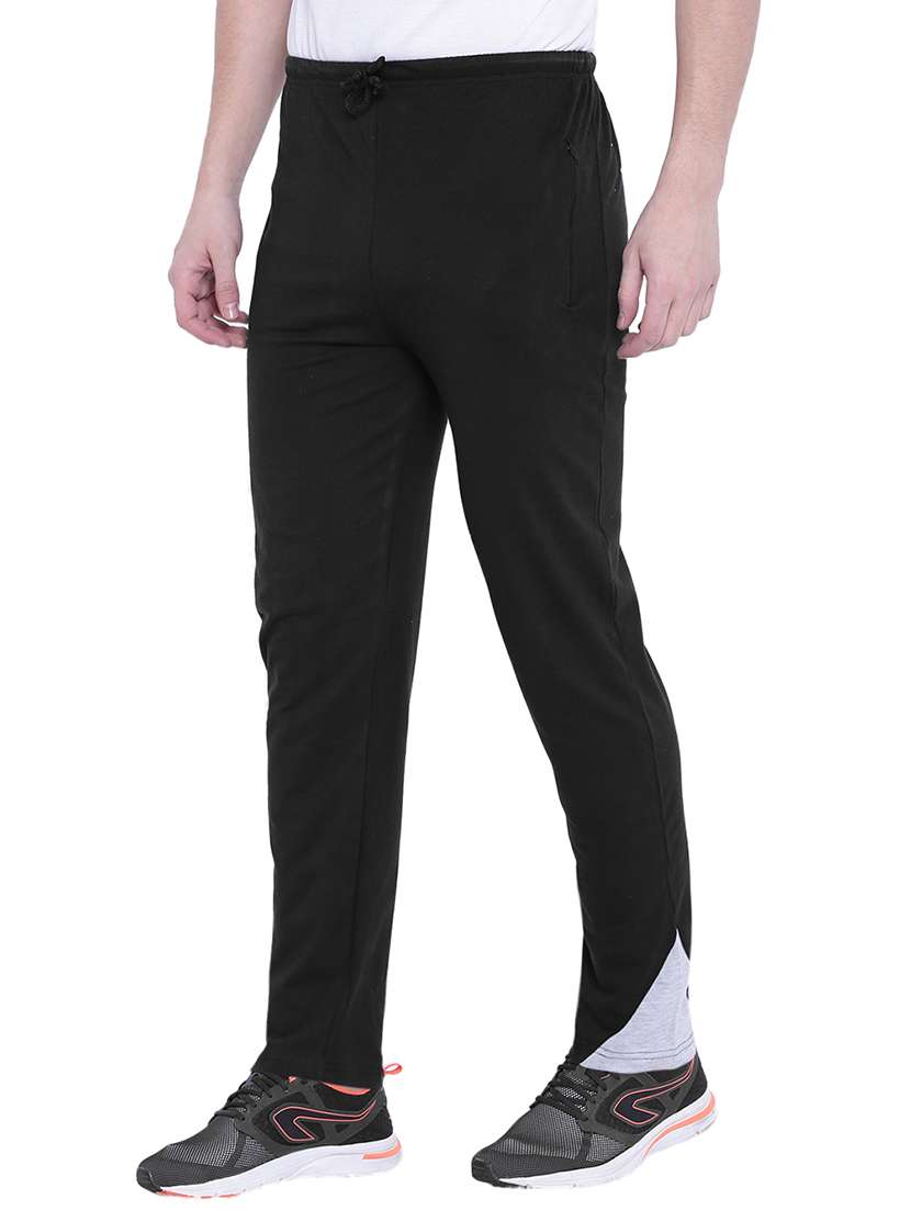 black cotton full length track pant