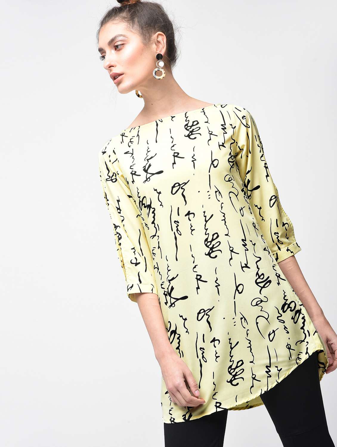 printed boat neck tunic