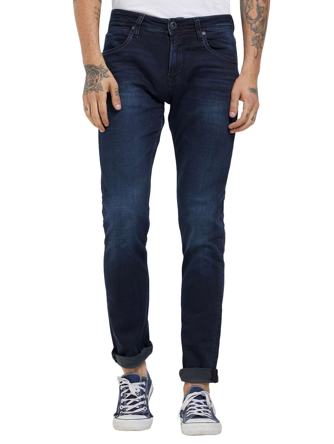 blue cotton washed jeans