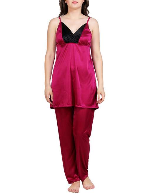 solid nightwear pajama set - 15283481 - Standard Image - 0