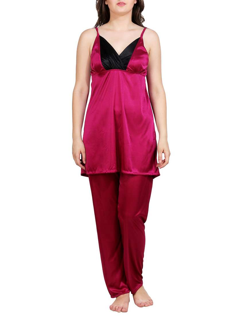 solid nightwear pajama set - 15283481 - Zoom Image - 0