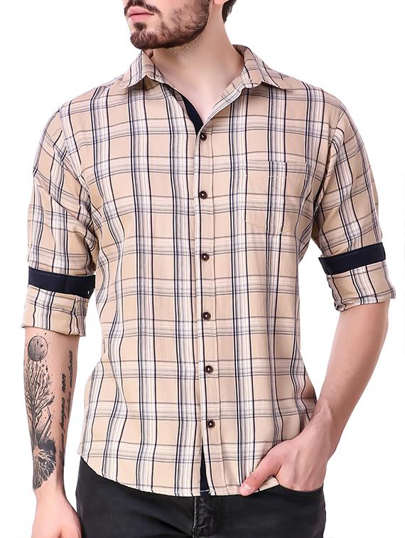 beige cotton casual shirt - 15286648 -  Zoom Image - 0