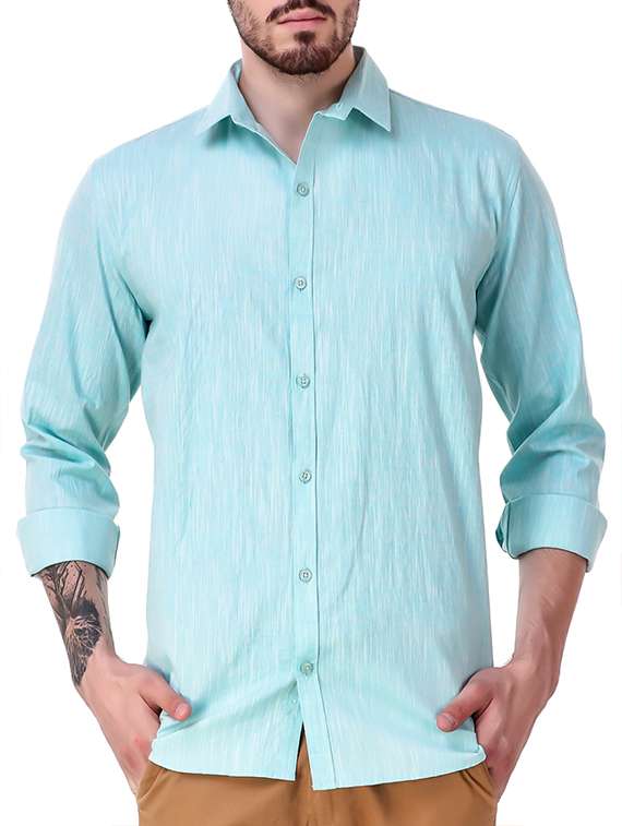 blue solid casual shirt - 15286652 - Zoom Image - 0