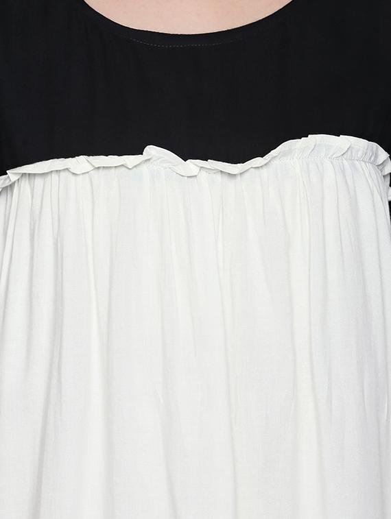 white color block viscose top - 15287061 - Standard Image - 3