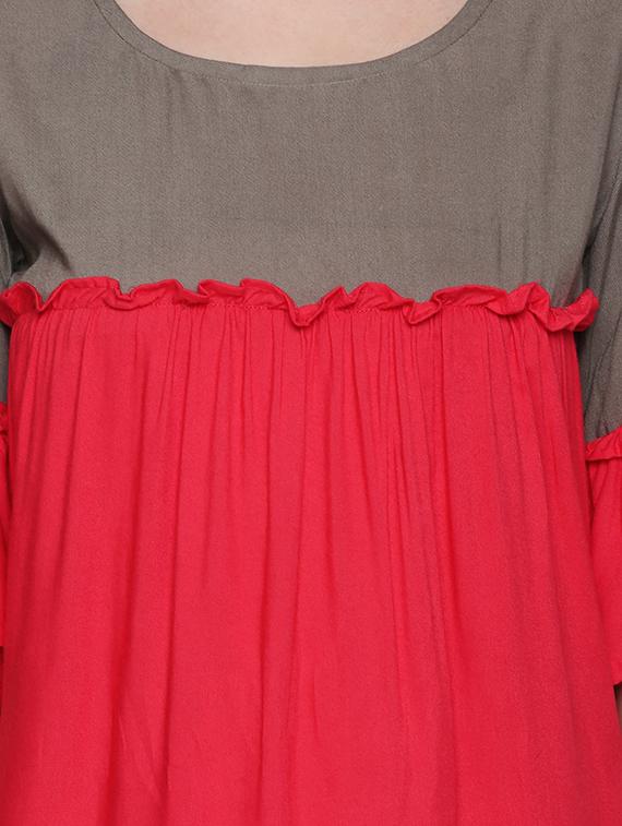 pink solid viscose color block top - 15287065 - Standard Image - 3