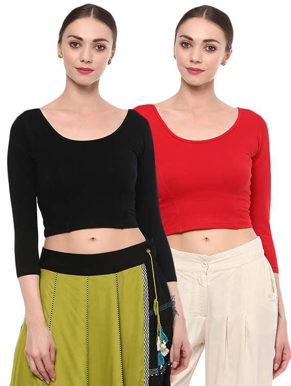 Multi Colored Cotton Lycra Blouse