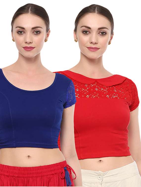 multi colored cotton lycra combos blouse