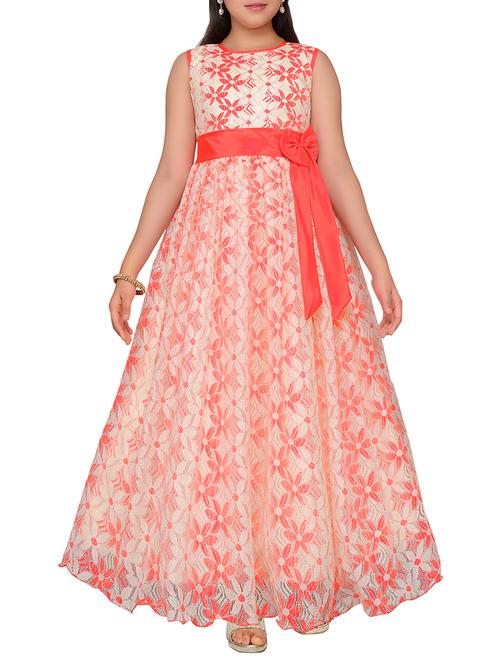 orange net party gown - 15290433 -  Standard Image - 0