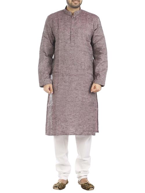 purple cotton kurta pyjama set - 15294939 - Standard Image - 0