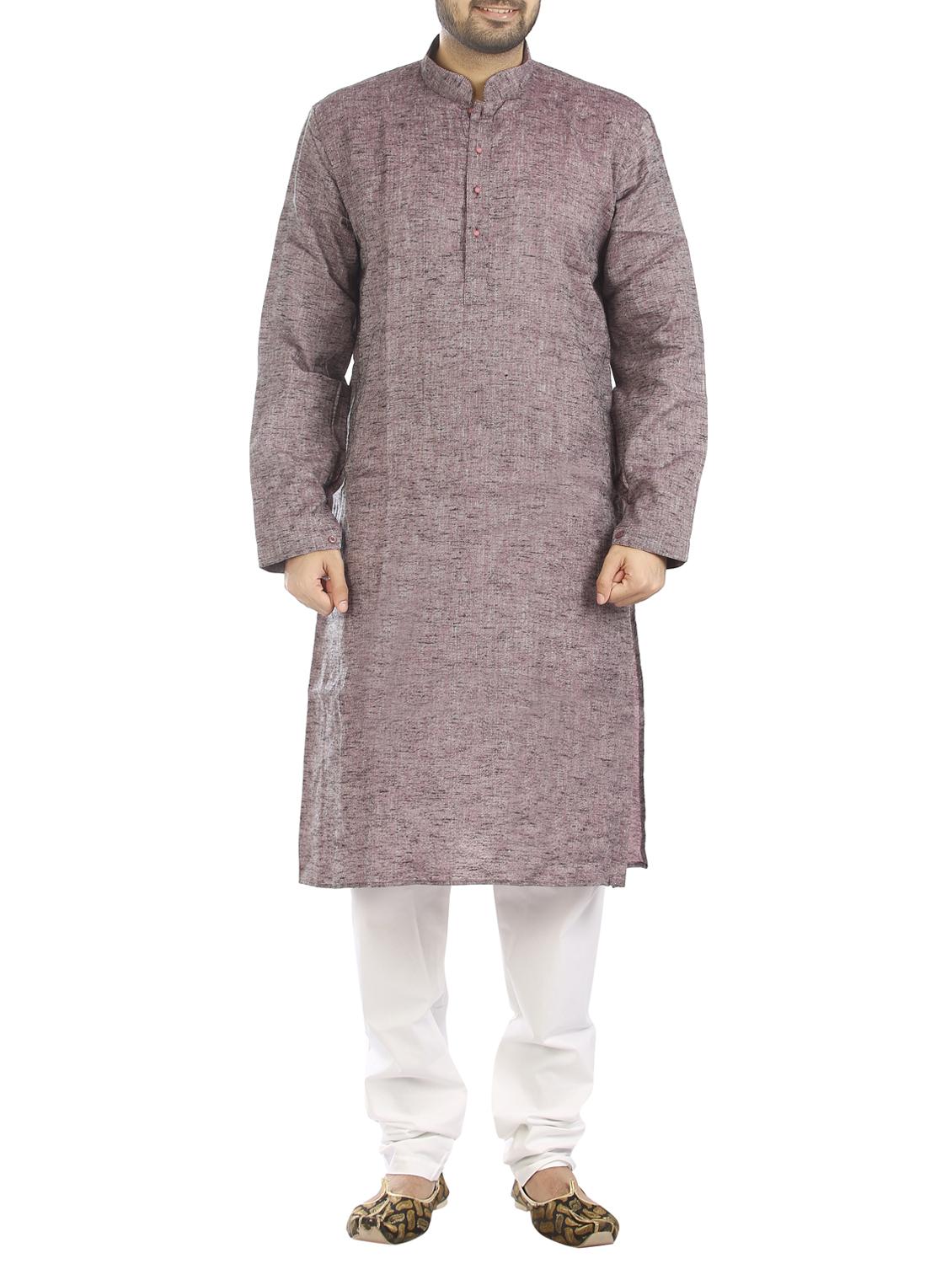 purple cotton kurta pyjama set - 15294939 - Zoom Image - 0