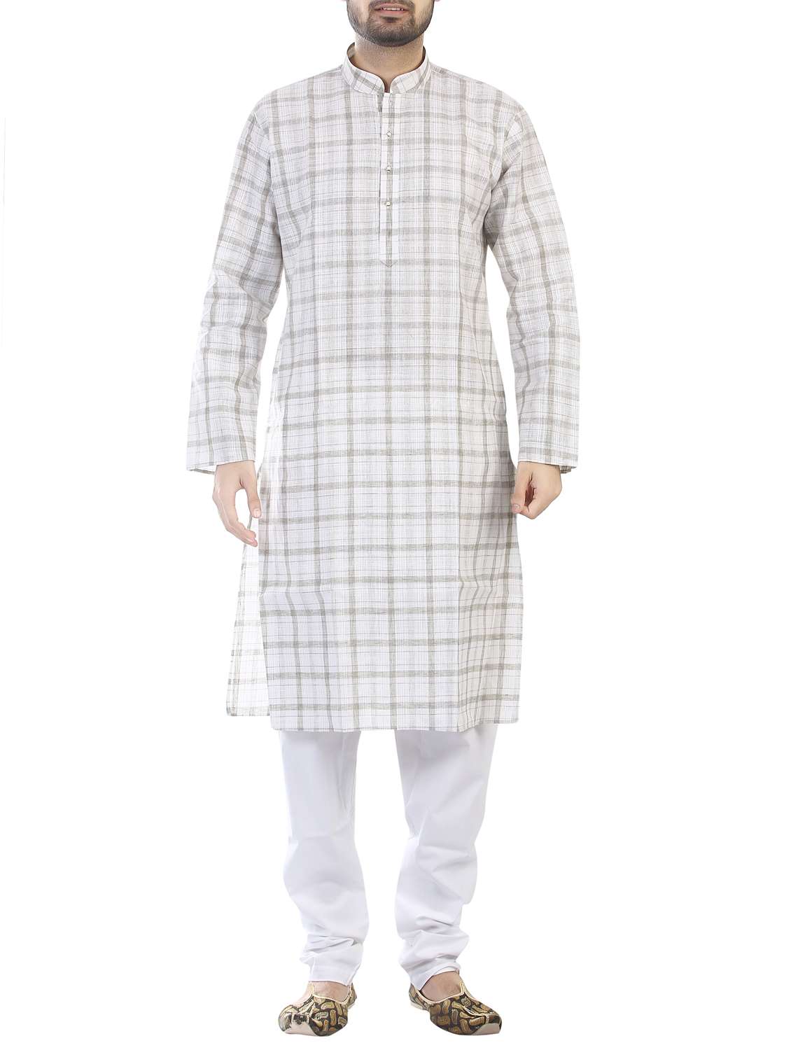 beige cotton kurta pyjama set
