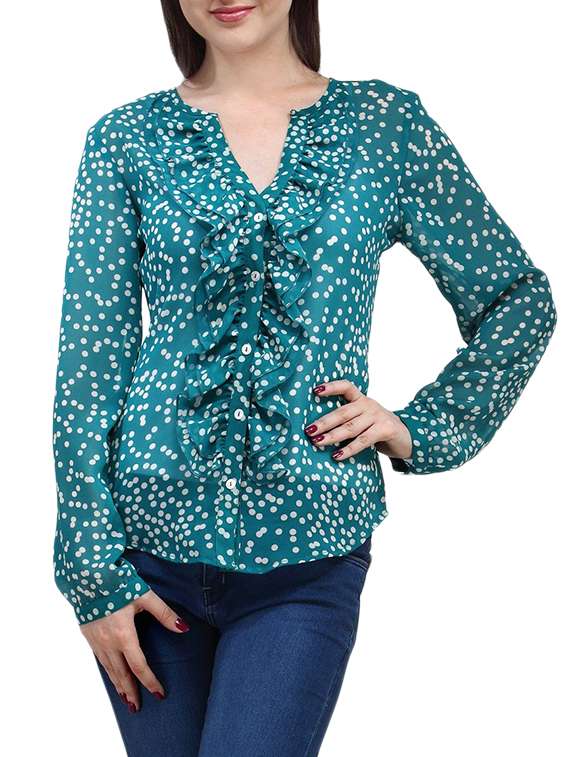 women's ruffle v neck top - 15294959 - Zoom Image - 0
