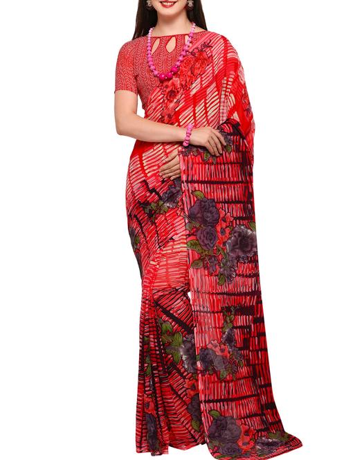 floral printed saree with blouse - 15295638 -  Standard Image - 0
