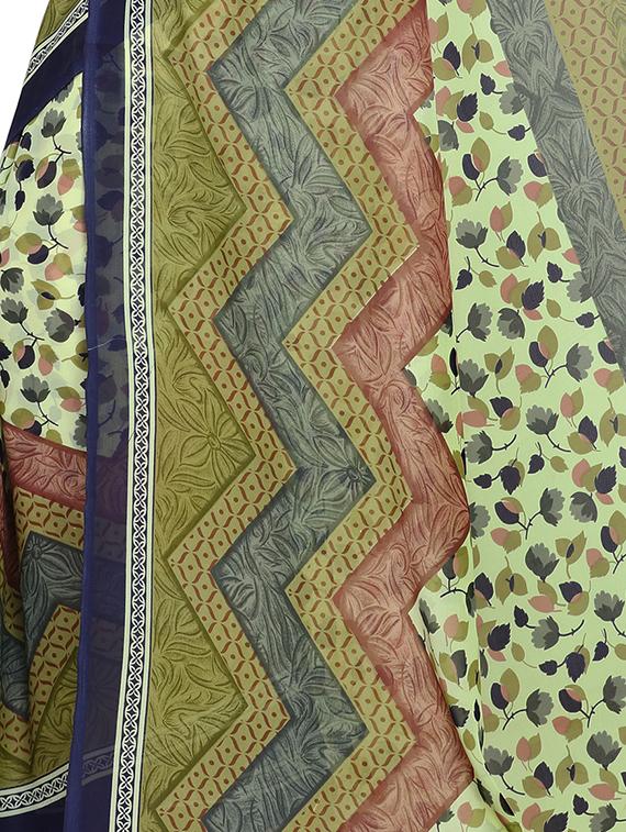 mint green printed saree with blouse - 15295649 - Standard Image - 3