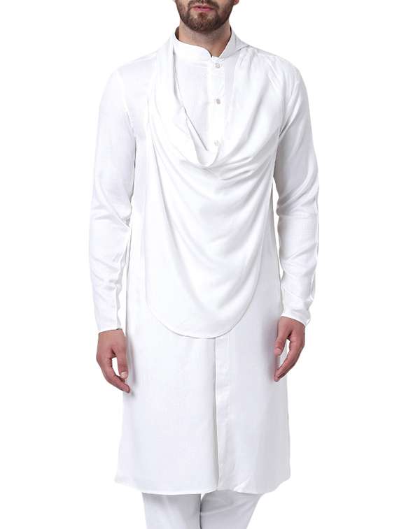 white solid long kurta