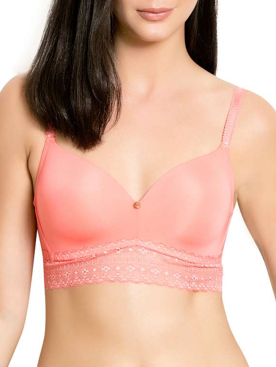 stone embellished lace panel bra 