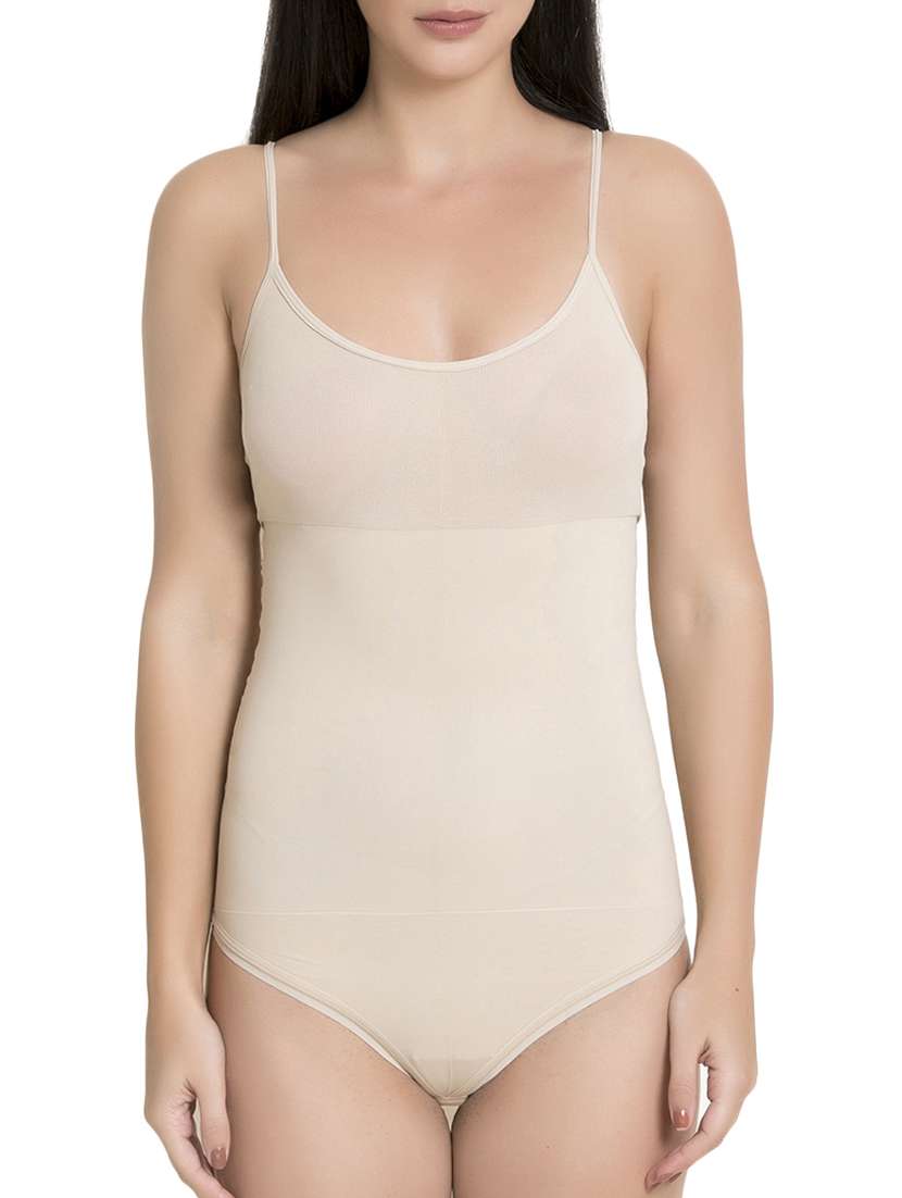 beige solid body suit shapewear