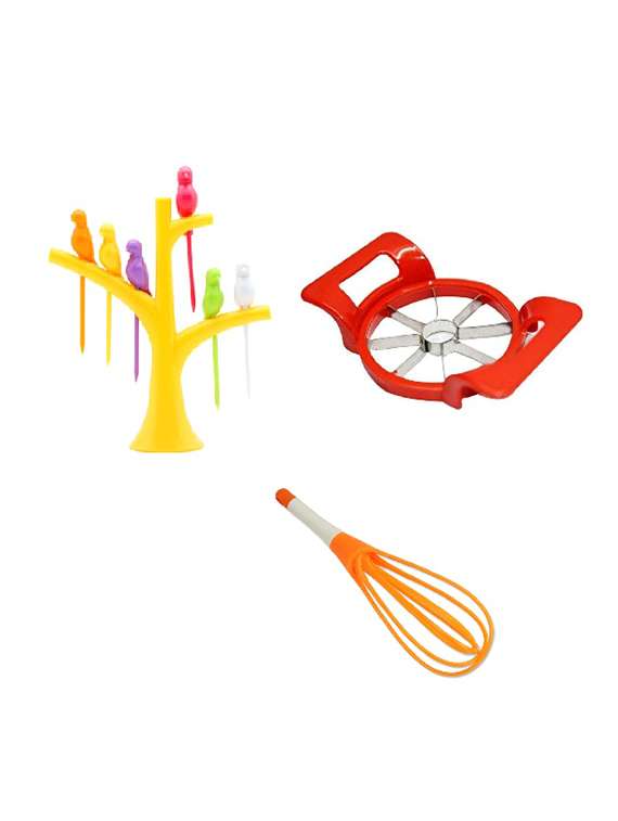 1 pc apple cutter + 1 pc fruit fork + 1 pc egg butter milk whisk beater