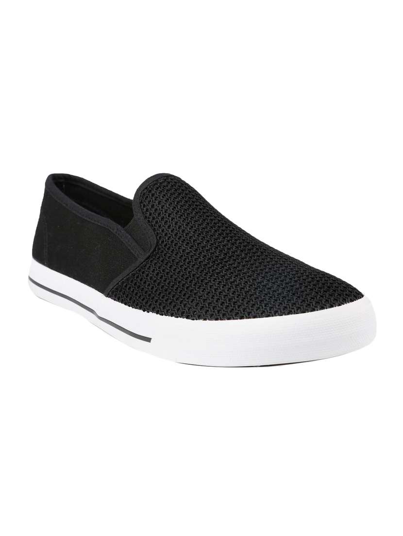 black mesh casual slipons