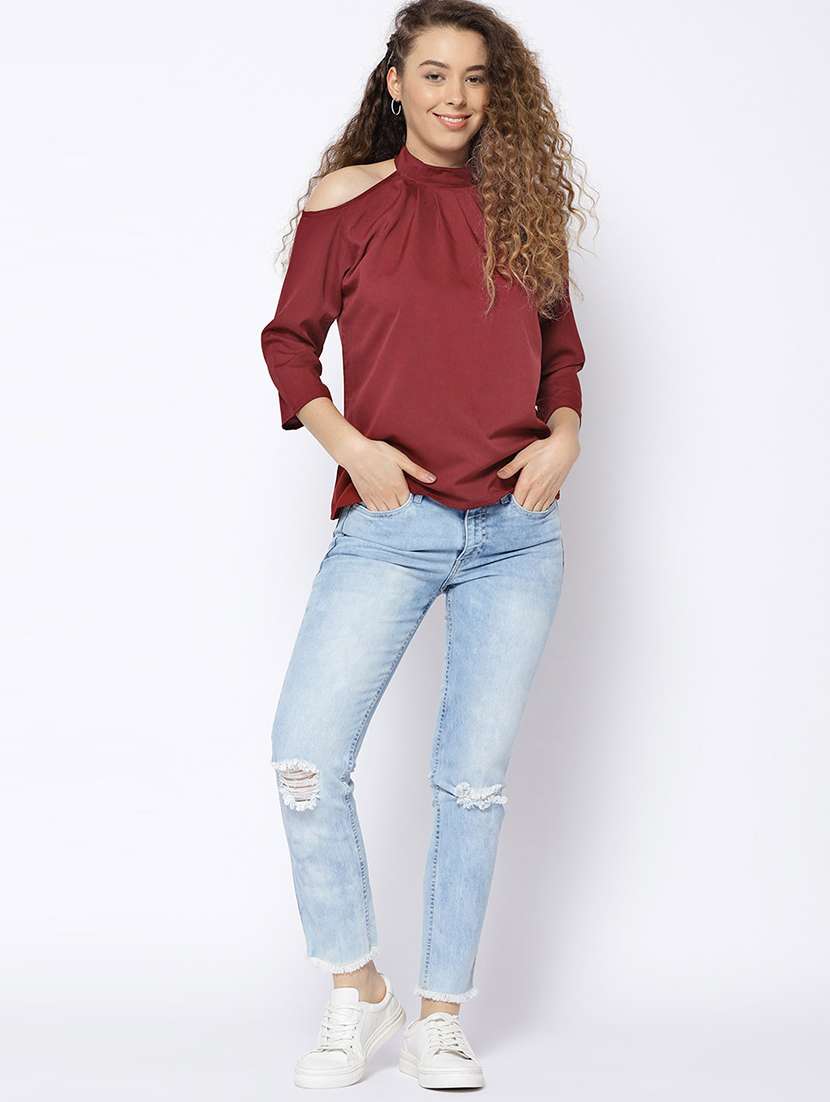 women's straight high neck top - 15300797 - Standard Image - 3
