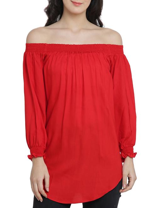 off shoulder elasticated neck tunic - 15301069 -  Standard Image - 0