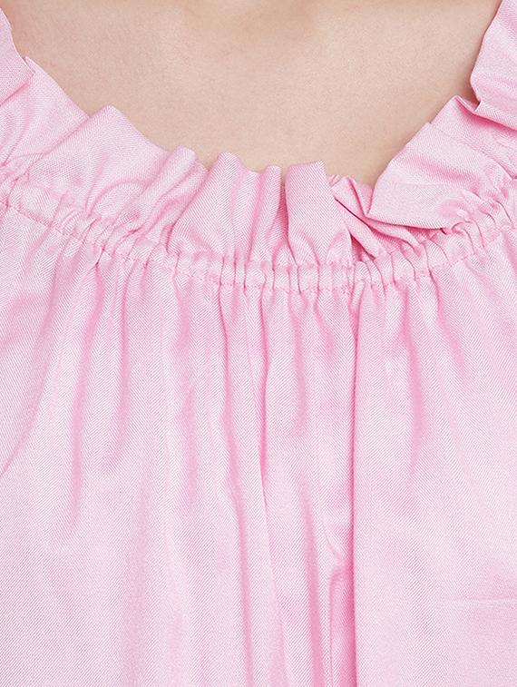 frill trim side tie up sleeve top - 15301071 - Standard Image - 3