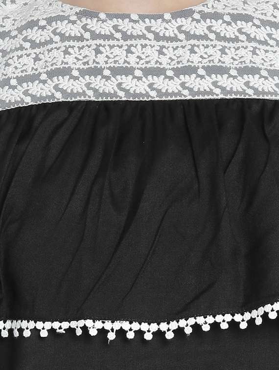 cold shoulder ruffle detail tunic - 15301124 -  Standard Image - 3