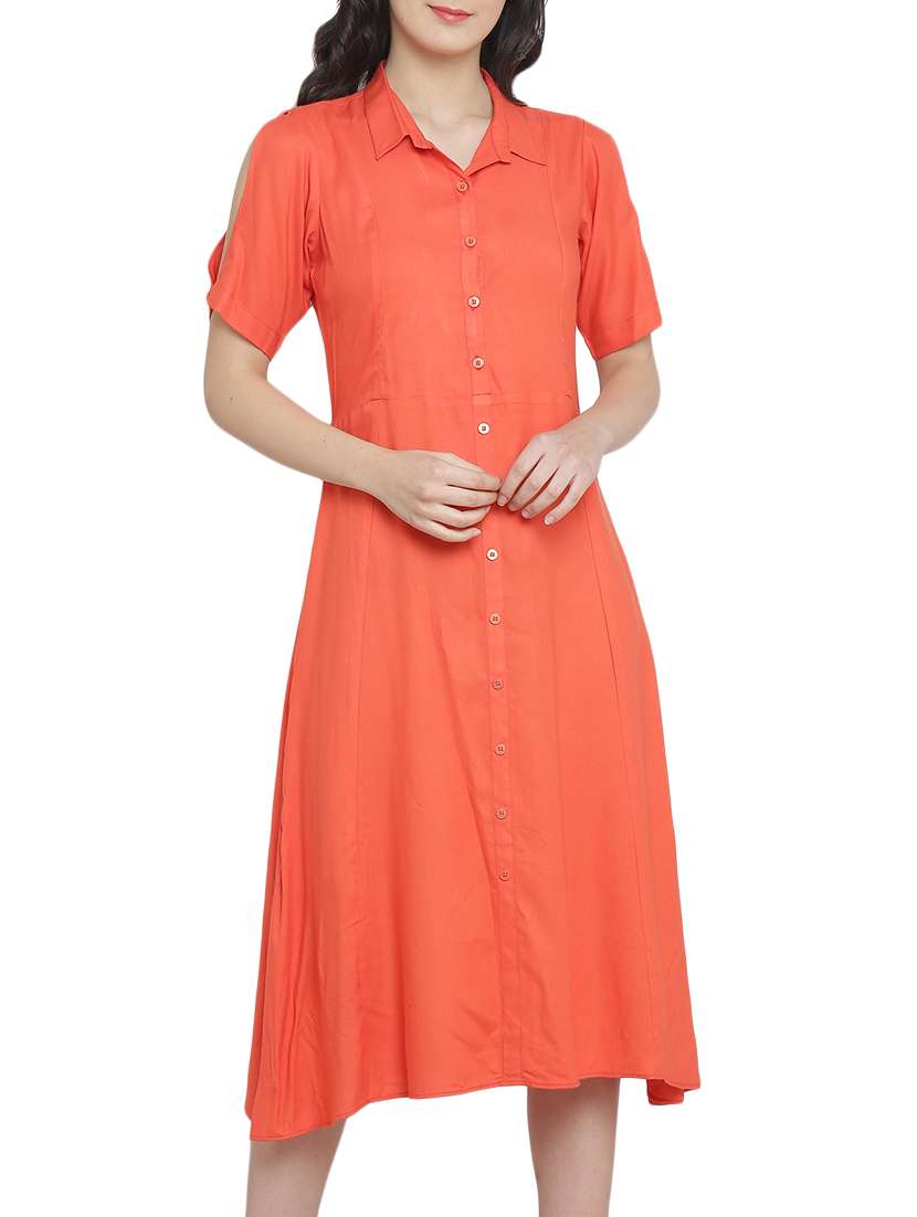 fit & flare slit sleeve midi dress - 15301130 - Zoom Image - 0