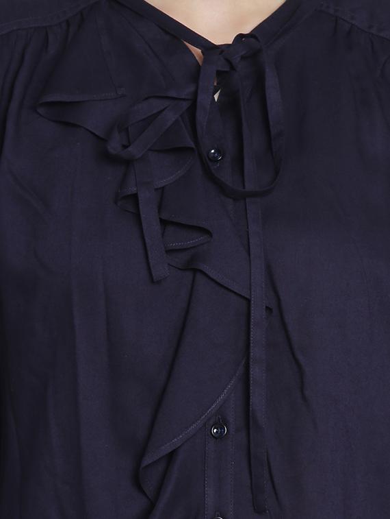 frill detail placket tie-up neck shirt - 15301147 - Standard Image - 3