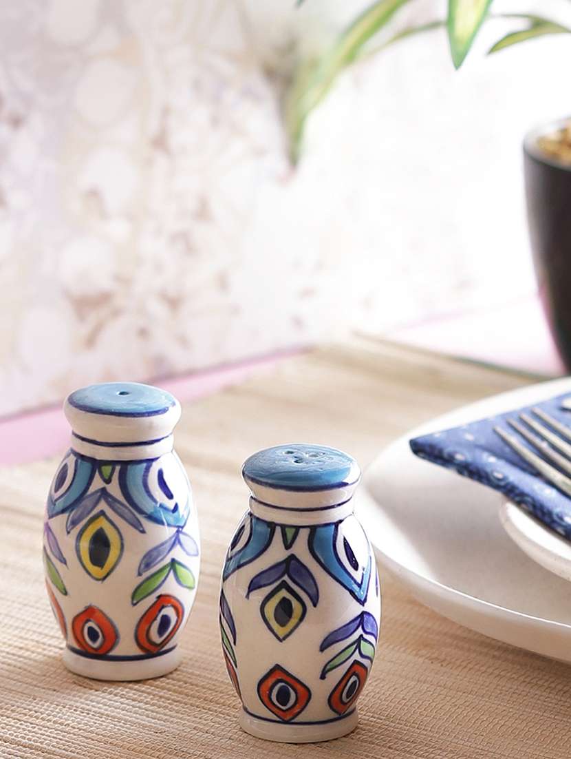 multicolored ceramic salt n pepper set