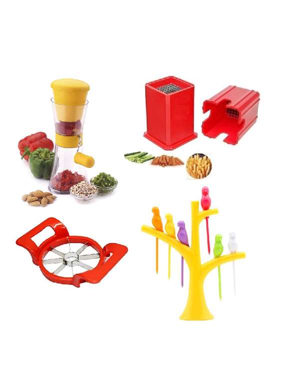apple cutter + fruit fork + chilli onion garlic cutter + potato chipser cutter