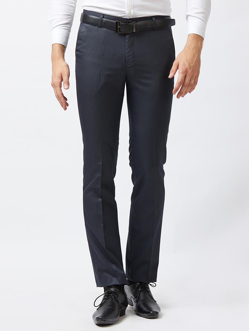 blue polyester blend flat front formal trouser - 15307313 -  Zoom Image - 0