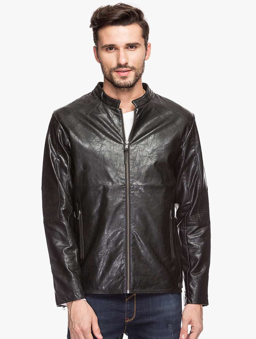black leatherette biker jacket - 15308190 -  Zoom Image - 0