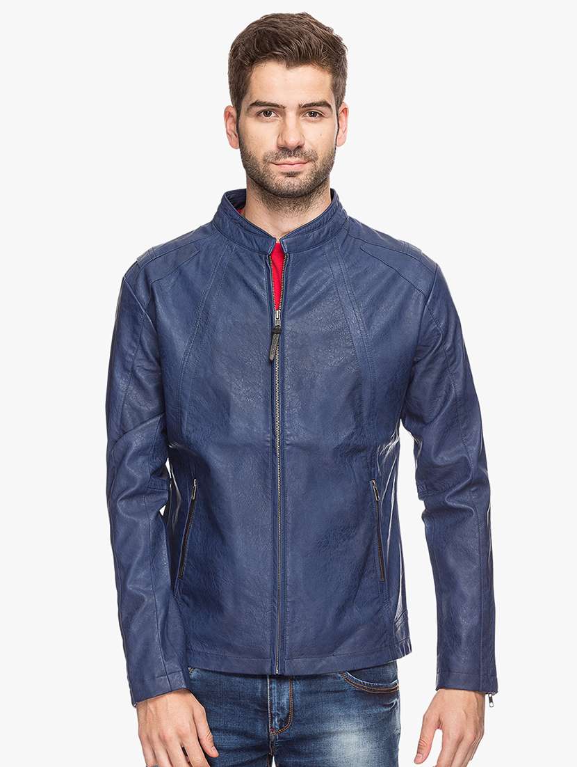blue leatherette biker jacket - 15308202 -  Zoom Image - 0