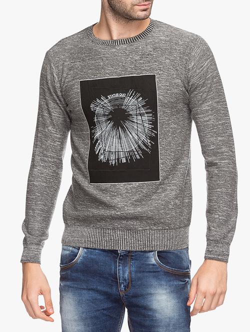 grey cotton chest print sweatshirt - 15308216 - Standard Image - 0