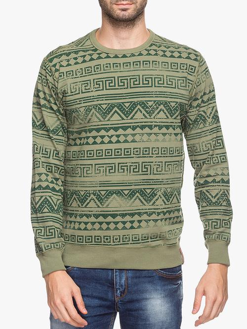 green cotton all over print sweatshirt - 15308250 -  Standard Image - 0
