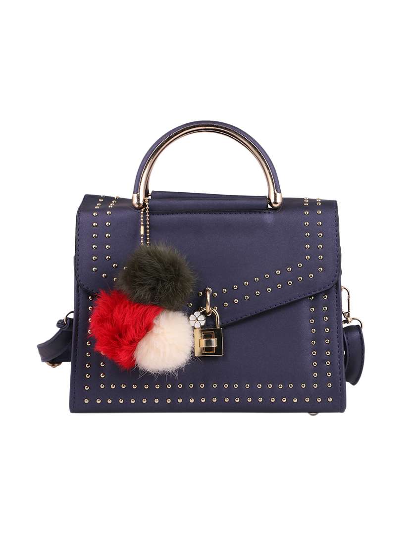 blue leatherette (pu) handbag