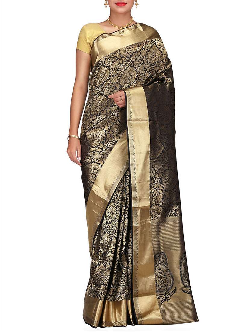 gold zari kanjivaram saree with blouse