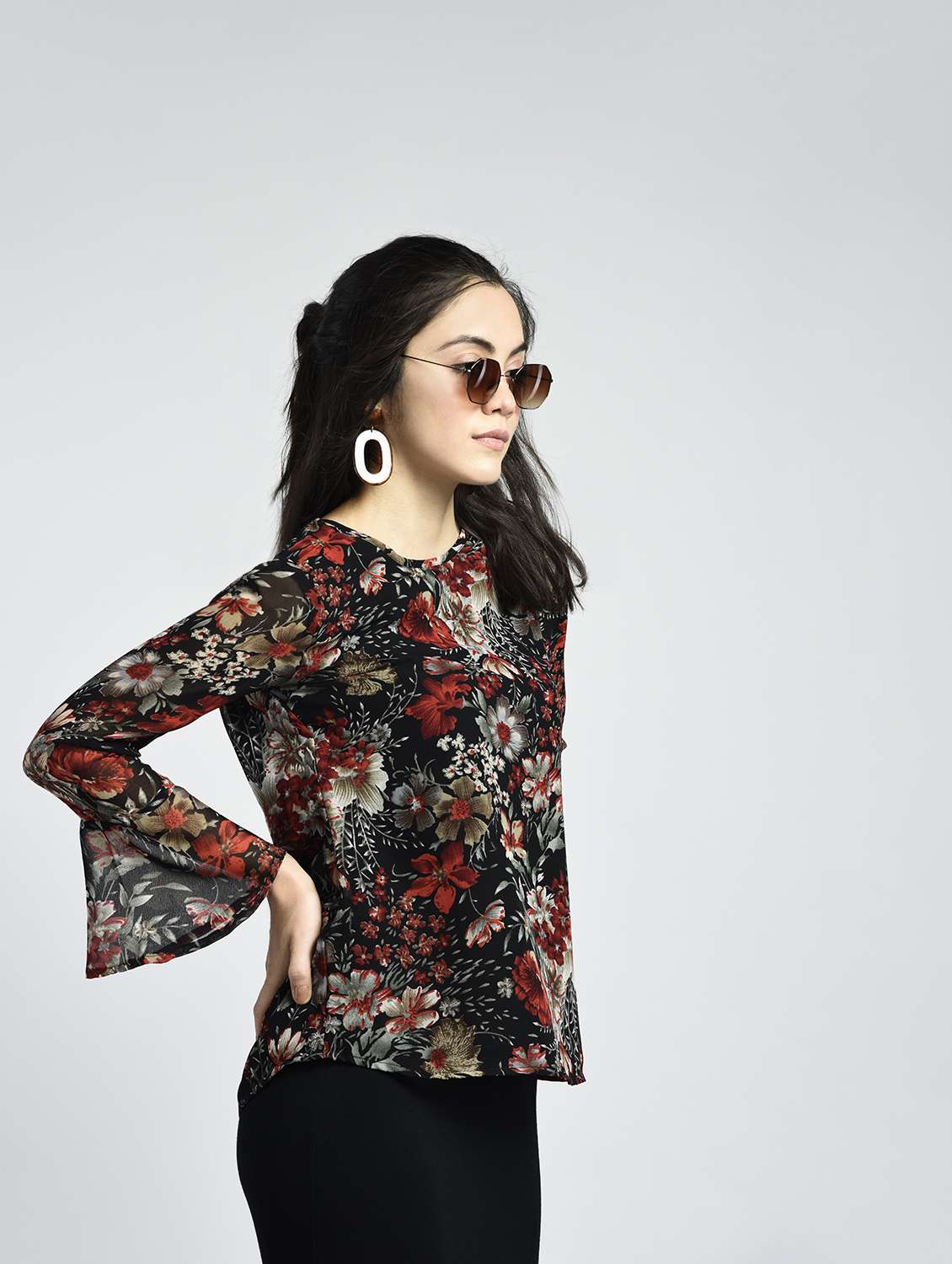 bell sleeved floral top