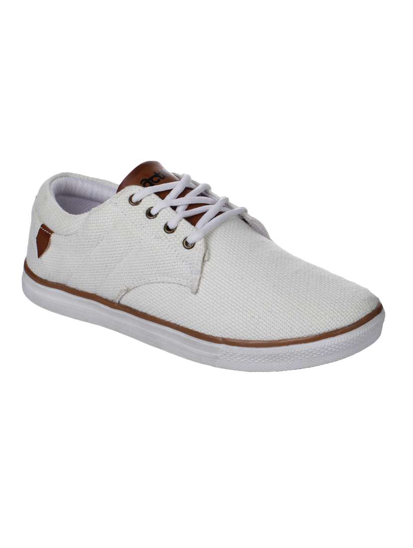 Buy online White Canvas Lace Up Sneaker from Casual Shoes for Men