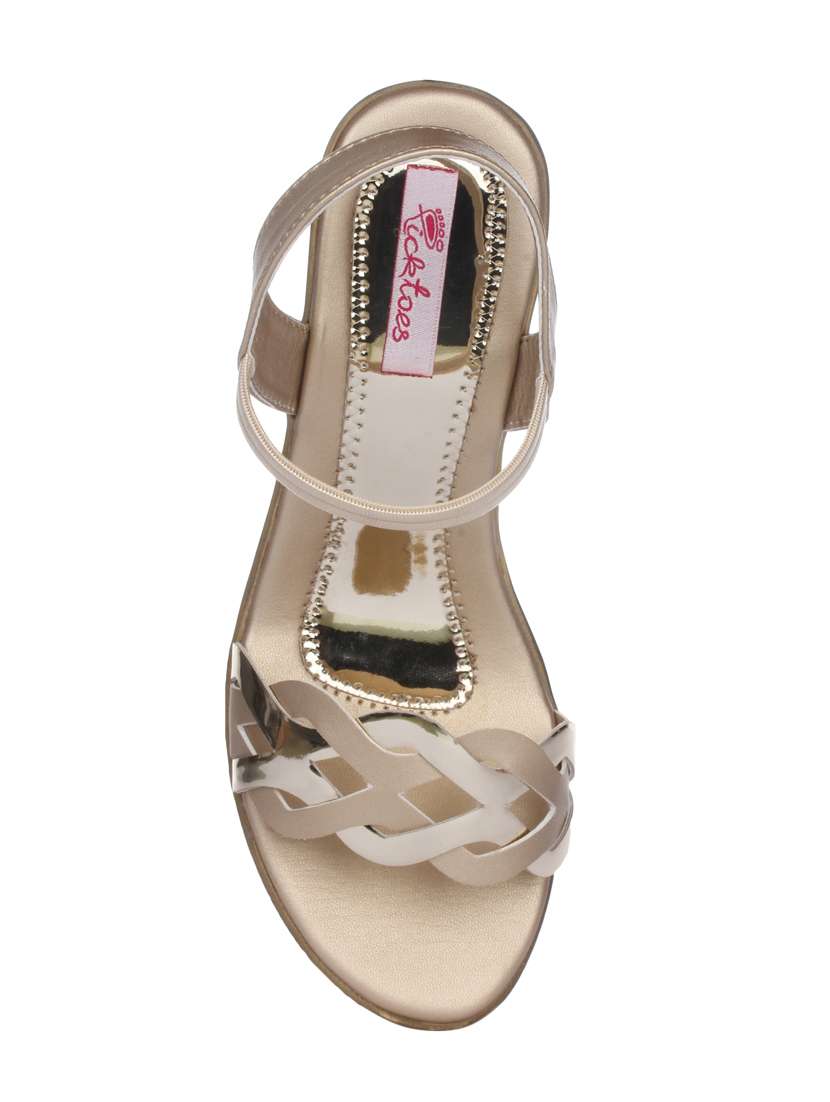 gold faux leather back strap sandals - 15318891 -  Standard Image - 3