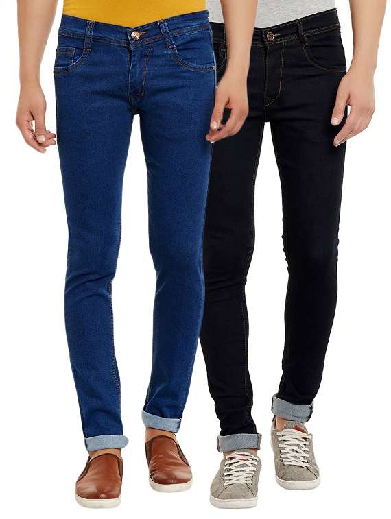multi colored cotton blend plain jeans